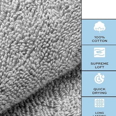 Luxury Hand Towels Cotton Hotel spa Bathroom Towel 16x30 Set Of 6  Grey
