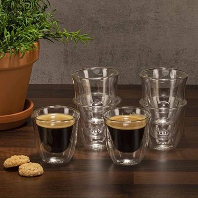 1CHASE Double Wall Borosilicate Coffee Tea Cup 80ML Set of 6