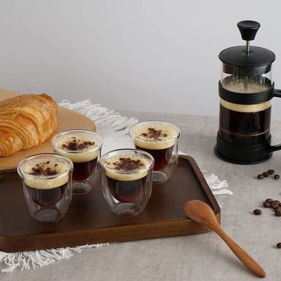 1CHASE Double Wall Borosilicate Coffee Tea Cup 80ML Set of 6