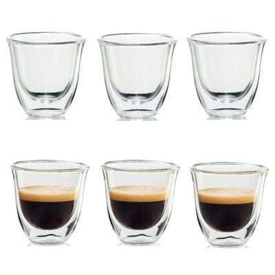 1CHASE Double Wall Borosilicate Coffee Tea Cup 80ML Set of 6