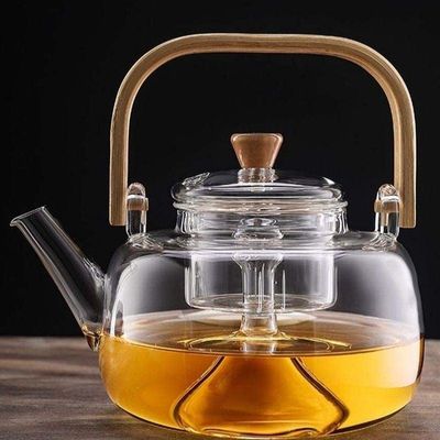 1CHASE Borosilicate Glass Teapot With Glass Infuser For Loose Leaf Tea, Blooming Tea, Flower Tea With Bamboo Handle, 1000 ML