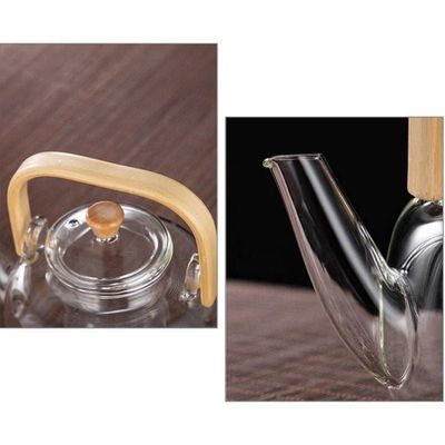 1CHASE Borosilicate Glass Teapot With Glass Infuser For Loose Leaf Tea, Blooming Tea, Flower Tea With Bamboo Handle, 1000 ML