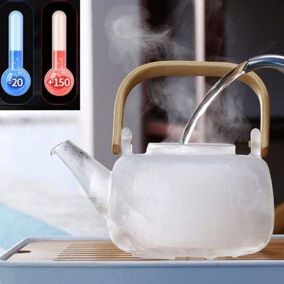 1CHASE Borosilicate Glass Teapot With Glass Infuser For Loose Leaf Tea, Blooming Tea, Flower Tea With Bamboo Handle, 1000 ML