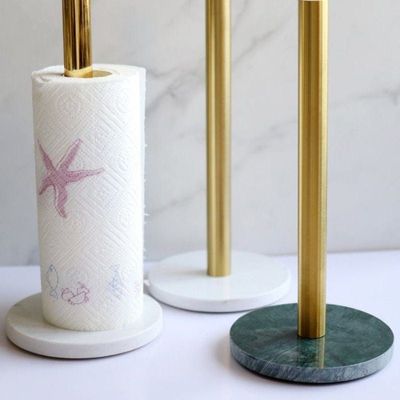 Gold Paper Tissue Towel Holder with Marble Base