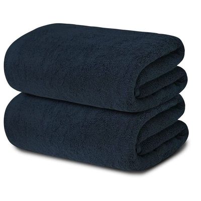 Oversized Bath  Sheets , Soft Absorbent Large Towels Set Of 2  600 GSM 76.2x152.4 CM Navy