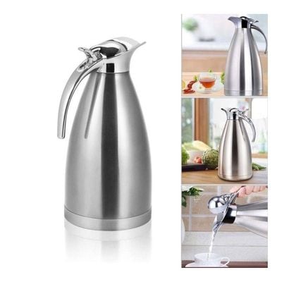 1CHASE Stainless Steel Vacuum Carafe Double Wall Insulated Coffee Tea Pot With Press Button Lid Vacuum Flask Hot and Cold Water Bottle 1.5L Silver