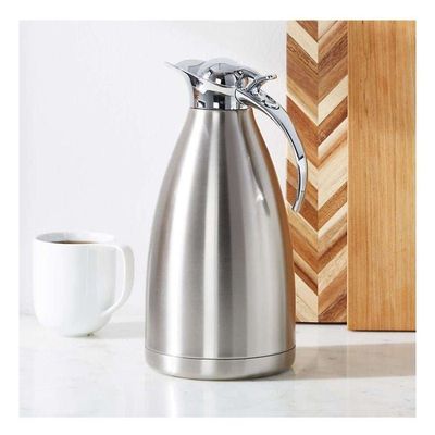 1CHASE Stainless Steel Vacuum Carafe Double Wall Insulated Coffee Tea Pot With Press Button Lid Vacuum Flask Hot and Cold Water Bottle 1.5L Silver