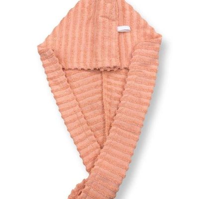 Ribbed Cotton Hair Towel Wrap Coral