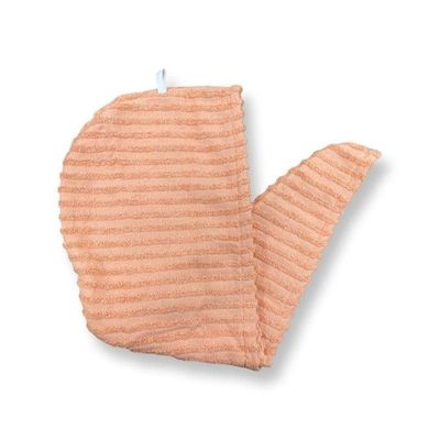 Ribbed Cotton Hair Towel Wrap Coral