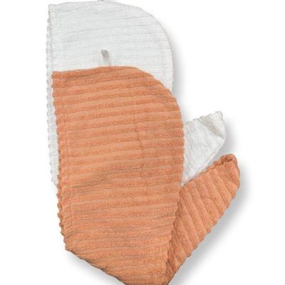 Ribbed Cotton Hair Towel Wrap Coral