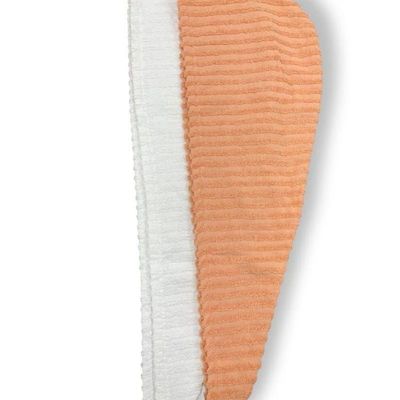 Ribbed Cotton Hair Towel Wrap Coral