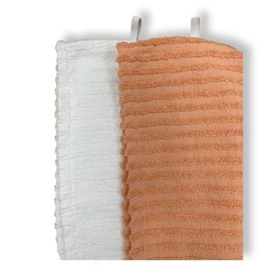 Ribbed Cotton Hair Towel Wrap Coral