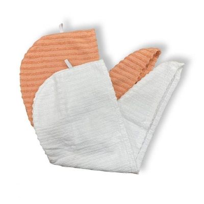 Ribbed Cotton Hair Towel Wrap Coral