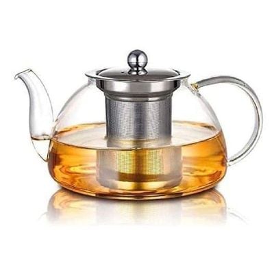 1CHASE Glass Teapot With Heat Resistant Stainless Steel Infuser 1000ml
