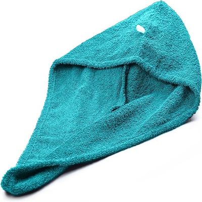 Shawl Collar Bathrobe With Hair Towel Wrap Teal