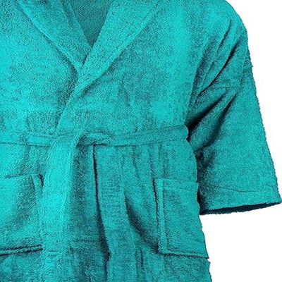 Shawl Collar Bathrobe With Hair Towel Wrap Teal