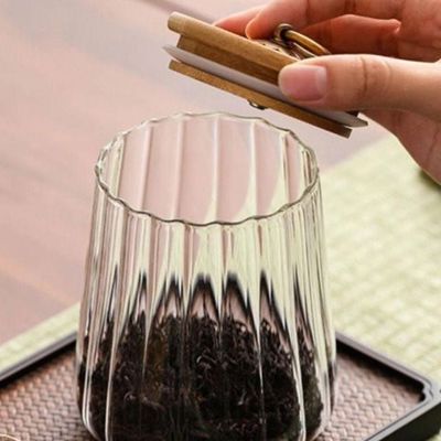 Borosilicate Glass Storage Jar With Airtight Bamboo Lid and Metal Handle Set Of 2, 600 ML Taper