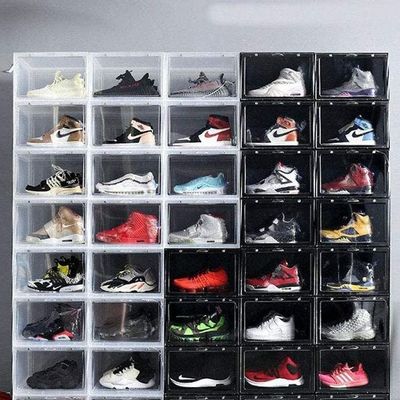 1CHASE Stackable Transparent Shoe Storage Box, Side Open 6Pcs