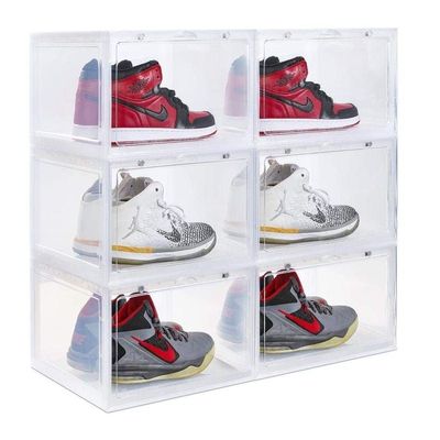 1CHASE Stackable Transparent Shoe Storage Box, Side Open 6Pcs