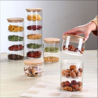 3 Layer Food Storage Jar with Airtight Bamboo Lid