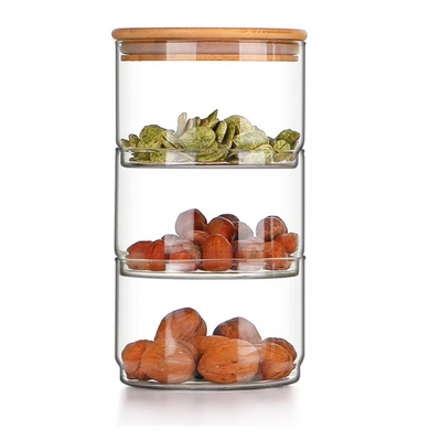 3 Layer Food Storage Jar with Airtight Bamboo Lid