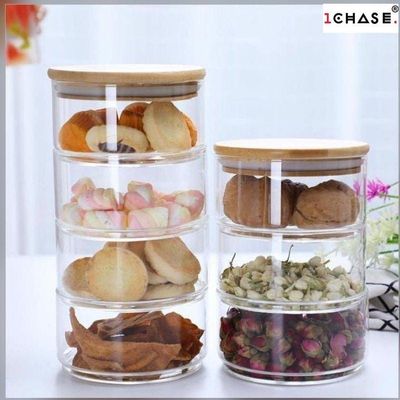 3 Layer Food Storage Jar with Airtight Bamboo Lid
