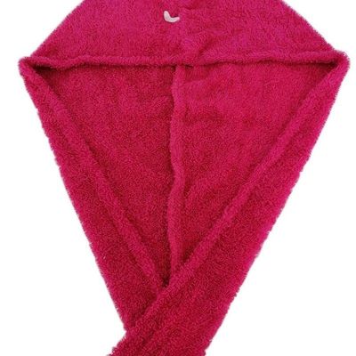 1CHASE 100% Cotton Terry Hair Towel Wrap, Fuchsia