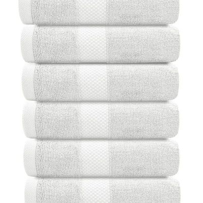 Luxury Hand Towels Cotton Hotel spa Bathroom Towel 16x30  Set Of 6 Silver