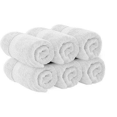 Luxury Hand Towels Cotton Hotel spa Bathroom Towel 16x30  Set Of 6 Silver