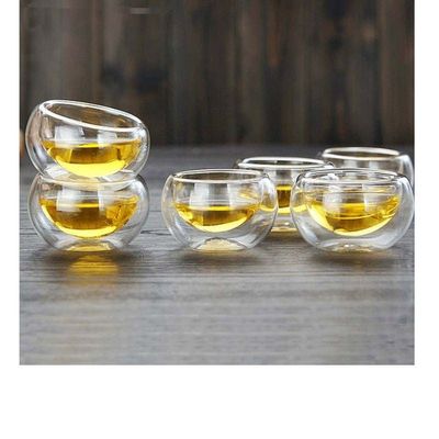 1CHASE Double Wall Borosilicate Glass Tea Cup 50 ML 6Pcs Set