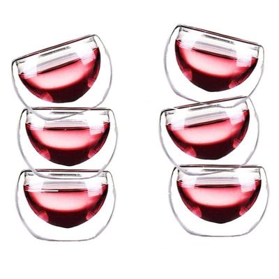 1CHASE Double Wall Borosilicate Glass Tea Cup 50 ML 6Pcs Set