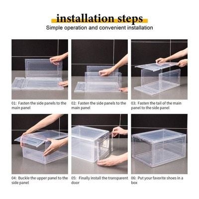 1CHASE Stackable Transparent Shoe Storage Box, Front Open 3Pcs Set