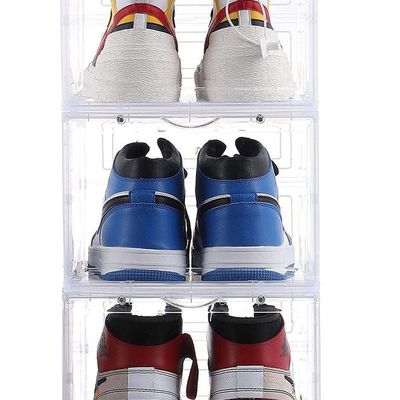 1CHASE Stackable Transparent Shoe Storage Box, Front Open 3Pcs Set