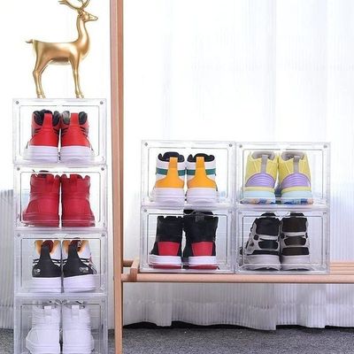 1CHASE Stackable Transparent Shoe Storage Box, Front Open 3Pcs Set