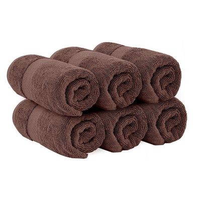 Luxury Hand Towels Cotton Hotel spa Bathroom Towel 16x30  Set Of 6  Brown