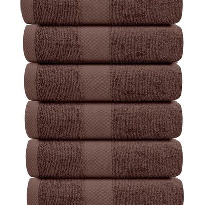 Luxury Hand Towels Cotton Hotel spa Bathroom Towel 16x30  Set Of 6  Brown