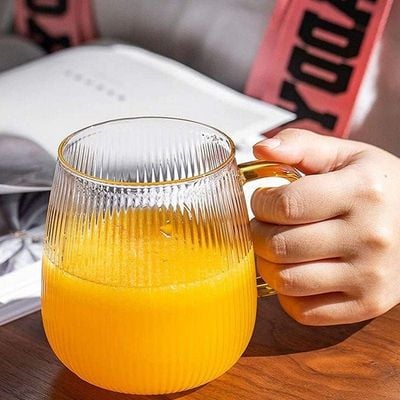 1Chase Set Of 3 Heat Resistant Borosilicate 1500 ML Glass Water Pitcher With Stainless Steel Strainer Lid With Set Of 2 Pcs 350 ML Glass Mugs