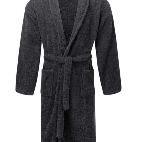 Shawl Collar AR Linen Bathrobe for Women and Men Lightweight Robe Grey XXL