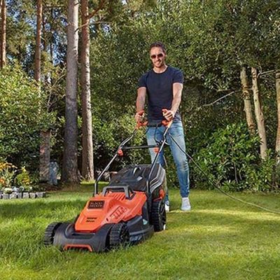 Electric Lawn Mower With Bike Handle 1600 Watt Black/Orange