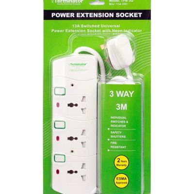 Power Extension Socket White/Red/Green