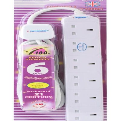 Power Extension Socket White/Blue/Red