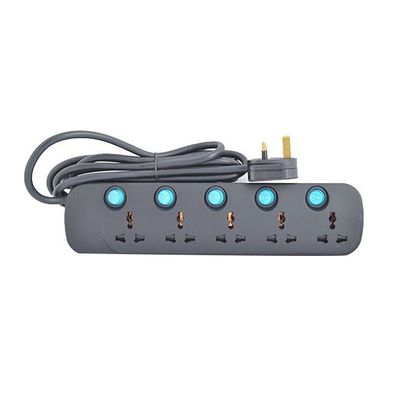 5 Way Universal Power Extension Socket Black 5meter