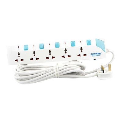 5 Way Extension Socket White 3meter