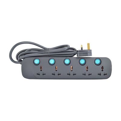 5 Way Universal Power Extension Socket Black 3meter