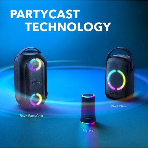 Rave Party Cast Wireless Party Speaker 50W IPX7 Waterproof 18-Hr Playtime Black