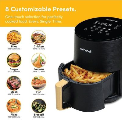 Air Fryer Mini, 1500 Watts, Digital Display, Tempered Glass Control Panel, 8 Preset Programs With Built-In Preheat Function 3 L 1500 W AF103 Black