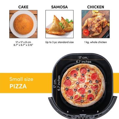 Air Fryer Mini, 1500 Watts, Digital Display, Tempered Glass Control Panel, 8 Preset Programs With Built-In Preheat Function 3 L 1500 W AF103 Black