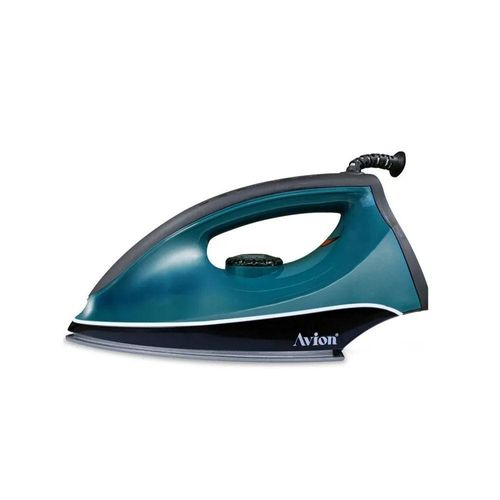 AVION DRY IRON NON-STICK COATING SOLO PLATE The base plate of this iron is has a non-stick coating and is suitable for all fabric types. Light Weight–ADJUSTABLE THERMOSTAT CONTROL AX59DI