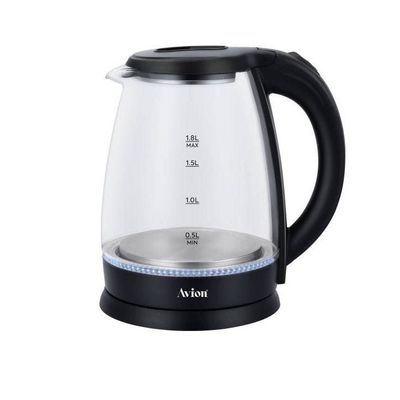 Avion Electrical Glass Kettle1.8 Liter, Electric Cordless Kettle with 360° Swivel Base, Power Cord Storage, Glass/Plastic | AEK680G