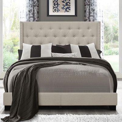 Dollar Tufted Upholstered Low Profile Nailhead 160X200 Queen Bed